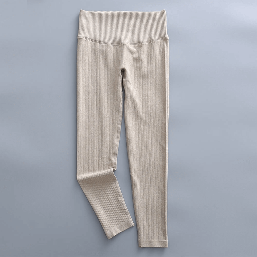 Sports seamless high waist ribbed leggings for women - comfortable and lightweight, perfect for yoga and exercise.